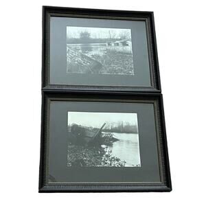 Louisiana BAYOU Old Hunt Camp Adonnia Foreman Pair Framed Signed Art Work Cajun